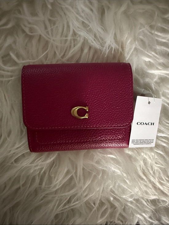 Coach Handbags - Coach Mila Mini Leather Flap Wallet- Dark Fuchsia